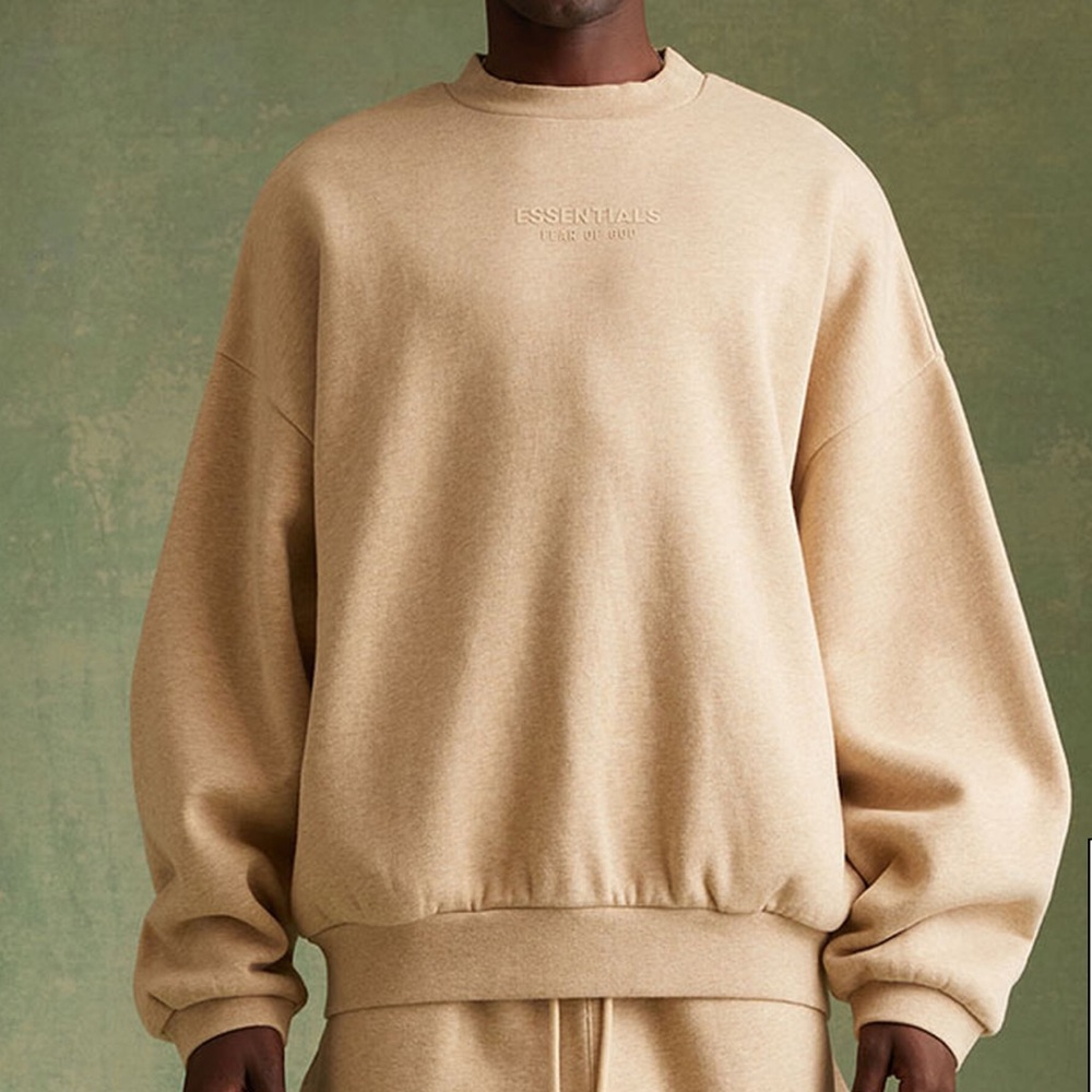 Fear Of God Essentails Crew Neck Sweatshirt Gold Heather Men’s L NWT